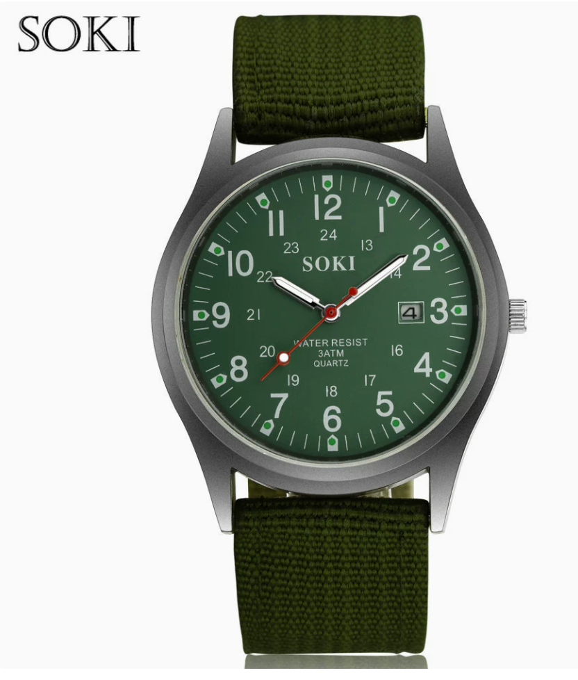 Canvas Strap Men's Casual Watch, Retro Military Style Calendar Quartz Watch, Youth and Student Sports Wristwatch