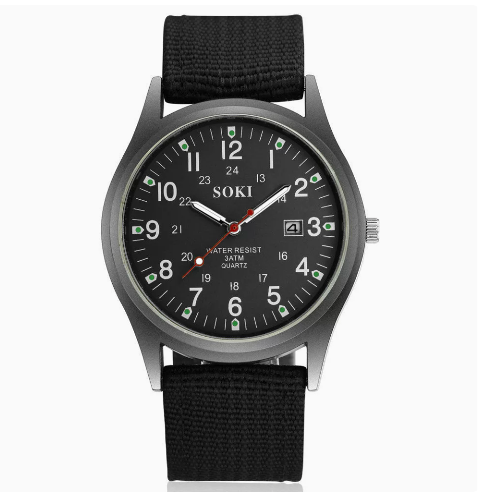 Canvas Strap Men's Casual Watch, Retro Military Style Calendar Quartz Watch, Youth and Student Sports Wristwatch