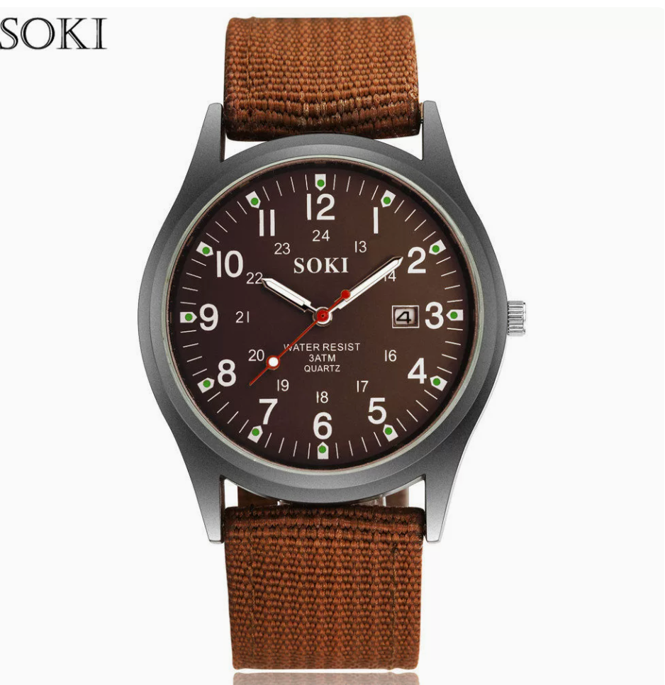 Canvas Strap Men's Casual Watch, Retro Military Style Calendar Quartz Watch, Youth and Student Sports Wristwatch